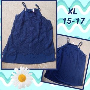 Navy Lace overlay tank top XL No boundaries